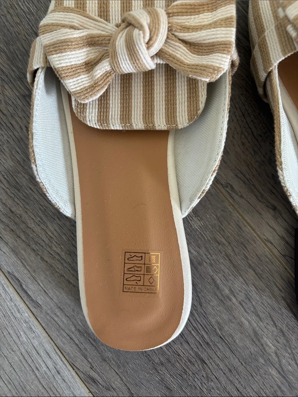 SHEIN Beige & Cream Striped Bow Pointed Mules - Picture 4 of 10
